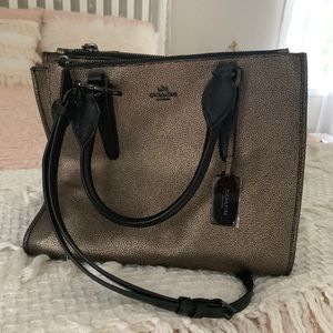 NEVER USED Gold/Black Coach Bag